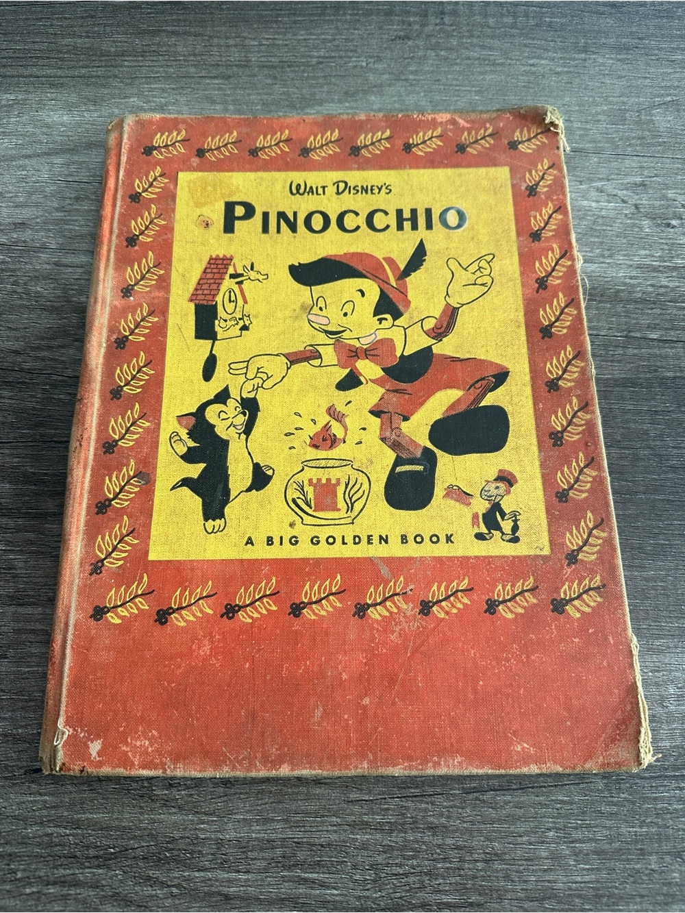 Disney Pinocchio Decorative Book in Red and Yellow